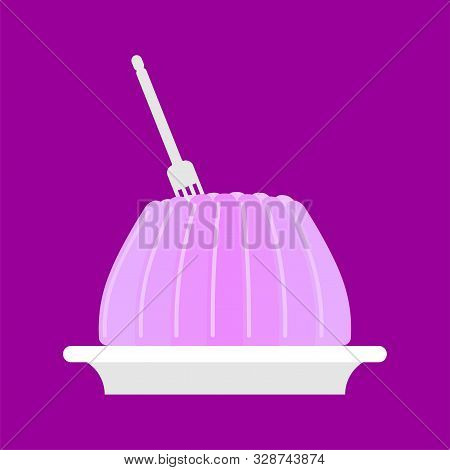 Jelly Pudding Isolated. Sweet Jell. Sweetness Gelatin. Vector Illustration