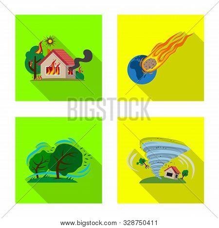 Vector Design Of Natural And Disaster Icon. Collection Of Natural And Risk Stock Symbol For Web.
