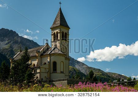 The Church Of Sulden (south Tyrol, Italy) On A Sunny Day In Summer