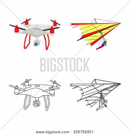 Vector Design Of Plane And Transport Icon. Collection Of Plane And Sky Stock Symbol For Web.
