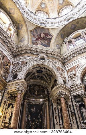 Turin, Italy, 27 June 2019: Royal Church Of Saint. Wawrzyniec In Turin, Interior