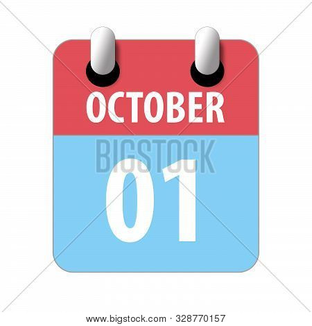 October 1st. Day 1 Of Month, Simple Calendar Icon On White Background.  Planning. Time Management. S
