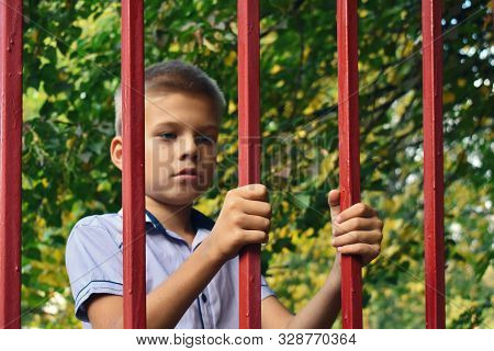 Childrens Juvenile Justice. Taking Away Children From Parents. A Child In Captivity.