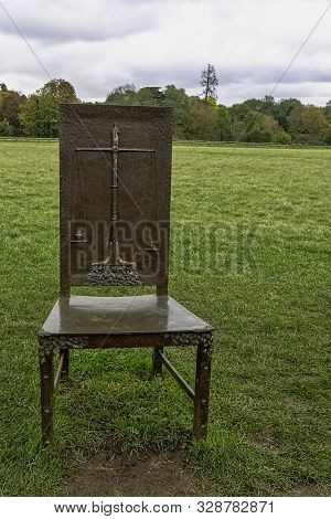Runnymede, Surrey, Uk - October 2019: 12 Bronze Chairs - Jurors Artwork By Hew Locke On 20 October 2