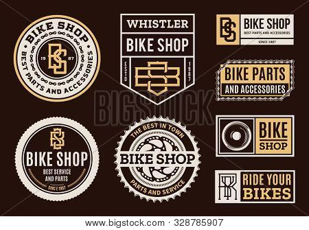 Set Of Vector Bike Shop, Bicycle Part And Service Logo