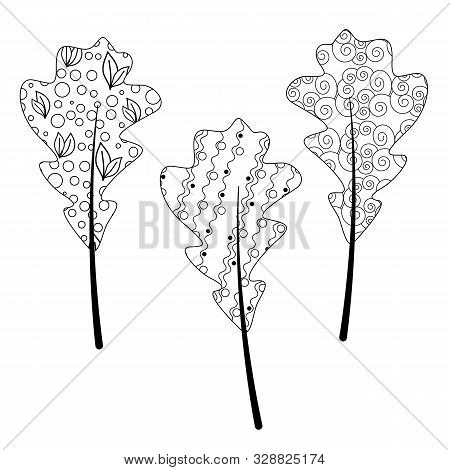 Zentangle Autumn Leaf For Adult Antistress Coloring Book On A White Background. Zen Art Vector Illus