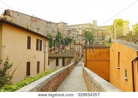 Perugia Beautiful Old Street Via Appia, Umbria, Italy.