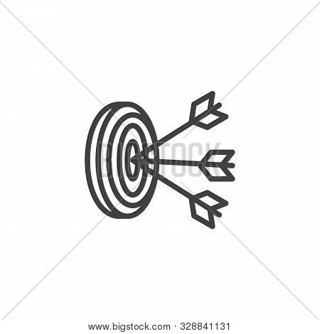 Three Arrows Hit Target Line Icon. Linear Style Sign For Mobile Concept And Web Design. Archery Targ