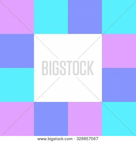 Empty Square White On Pastel Color Squares Checkered Block, Template Banner Checker Multi Color Pink