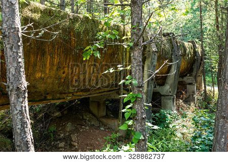 Sarajevo, Bosnia And Hercegovina - August 28, 2019: Abandoned Olympic Bobsleigh And Luge Track, Buil