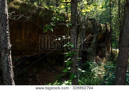 Sarajevo, Bosnia And Hercegovina - August 28, 2019: Abandoned Olympic Bobsleigh And Luge Track, Buil