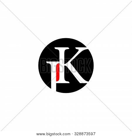 Letter Ik Negative Space Circle Logo Vector