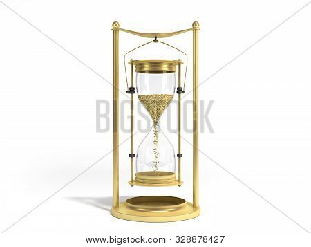 Golden Hourglass 3d Render On White Background