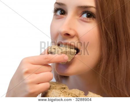 Girl Eating Tasty Halavah