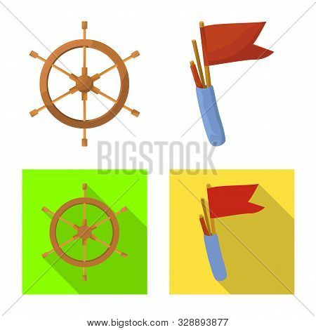 Vector Design Of Journey And Seafaring Sign. Set Of Journey And Vintage Vector Icon For Stock.