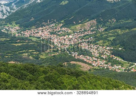 Landscape Of Vratsata Pass,  Town Of Vratsa And Village Of Zgorigrad At Balkan Mountains, Bulgaria
