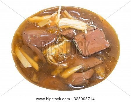 Fish Maw Soup With Crab Meat And Chicken In Bowl