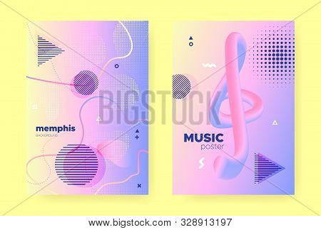 Pastel Fluid Brochure. Rainbow Hologram Gradient. Pastel Memphis Illustration. Wave Shapes. Fluid Po