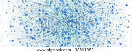 Matrix Vector. Blue Particle Movement. White Information Technology. Data Software. Blue Matrix Code