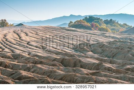 Shapes In Ground Made By Muddy Volcanoes In Paclele Mari Near Buzau, Romania.