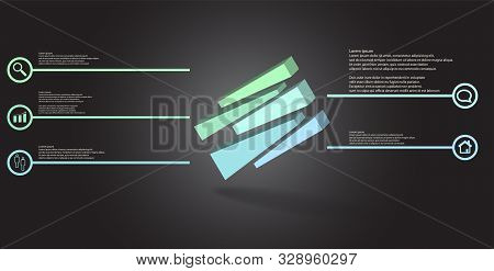 3D Illustration Infographic Template With Embossed Cube Randomly Divided To Five Moved Parts Askew A
