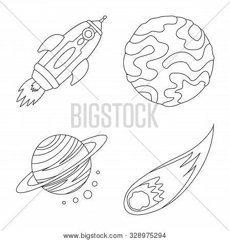 Vector Illustration Of Space And Galaxy Icon. Set Of Space And Travels Stock Vector Illustration.