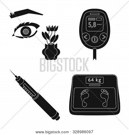 Vector Illustration Of Healthcare And Medicine Symbol. Set Of Healthcare And Diabetes Vector Icon Fo