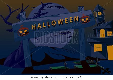 Halloween Theme Background Banners. Vector Background Illustration, Full Color. Eps 10