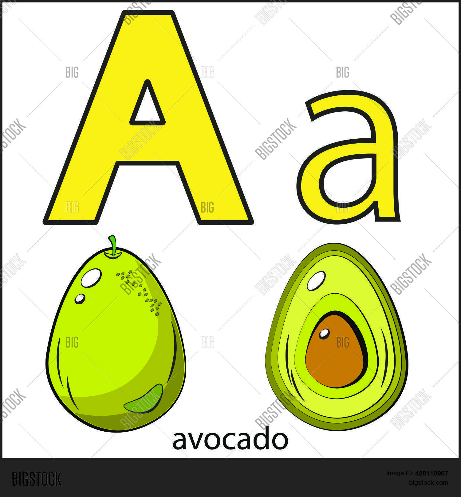 Letter , Avocado. Vector & Photo (Free Trial) | Bigstock