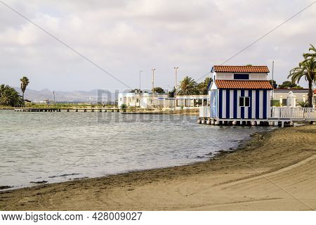 Beautiful La Concha Beach In Los Alcazares Village, (murcia Community, Spain) On A Sunny Day Of Summ
