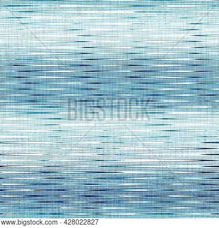 Classic Blue Woven Stripe Masculine Shirt Fabric Texture. Navy Space Dyed Marled Melange Background.