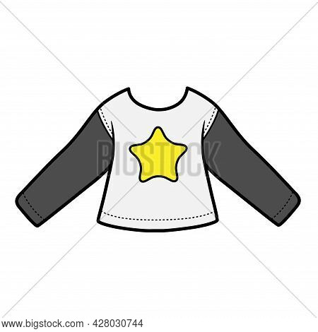 Star Print Long Sleeve Top Color Variation For Coloring On A White Background