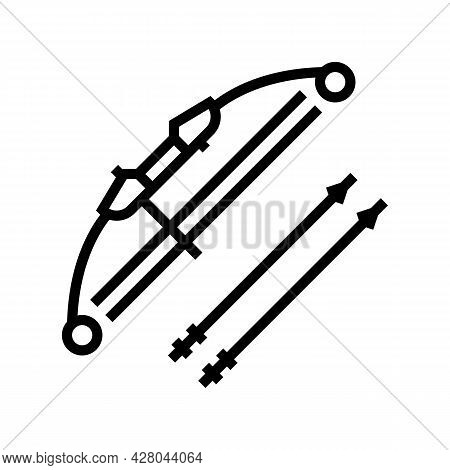 Bow And Arrows Line Icon Vector. Bow And Arrows Sign. Isolated Contour Symbol Black Illustration