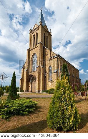 Ancient Catholic Temple Of Assumption Of The Virgin Mary In The Village Of Krasnoe, Molodechno Distr