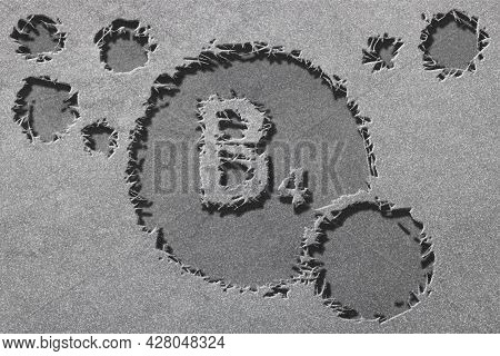 Vitamin B4 Health Symbol, Vitamin Concept, Adenine, Rugged, Silver Background