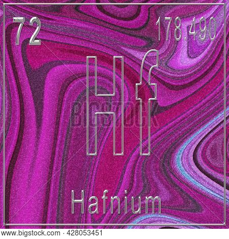 Hafnium Chemical Element, Sign With Atomic Number And Atomic Weight, Periodic Table Element, Pink Ba