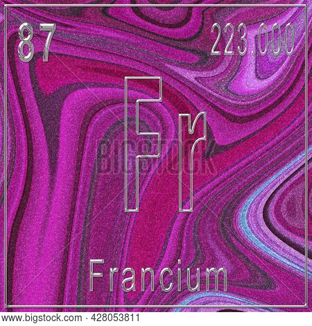 Francium Chemical Element, Sign With Atomic Number And Atomic Weight, Periodic Table Element, Pink B
