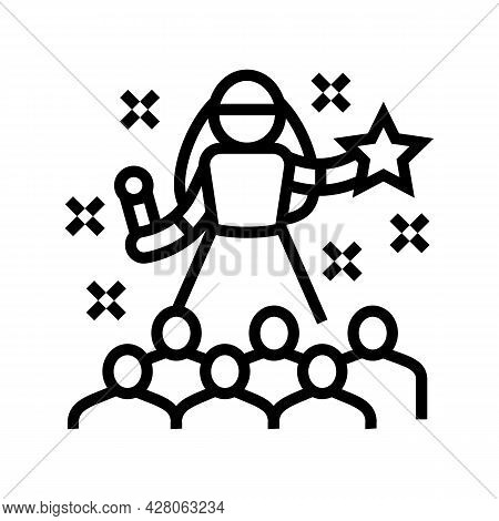 Popstar Kids Party Line Icon Vector. Popstar Kids Party Sign. Isolated Contour Symbol Black Illustra