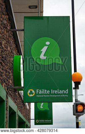 Dingle, Ireland- July 8, 2021: The Sign For Failte Ireland Tourist Information In Dingle Ireland