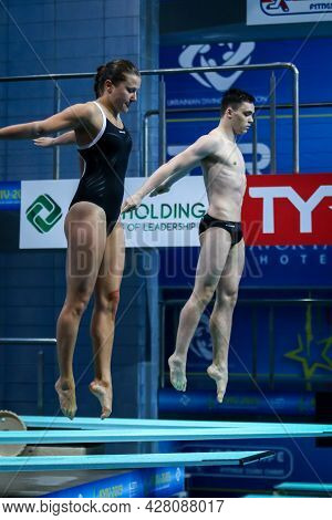 Kyiv, Ukraine - August 5, 2019: Tina Punzel And Lou Massenberg Of Germany Perform During Team Event 