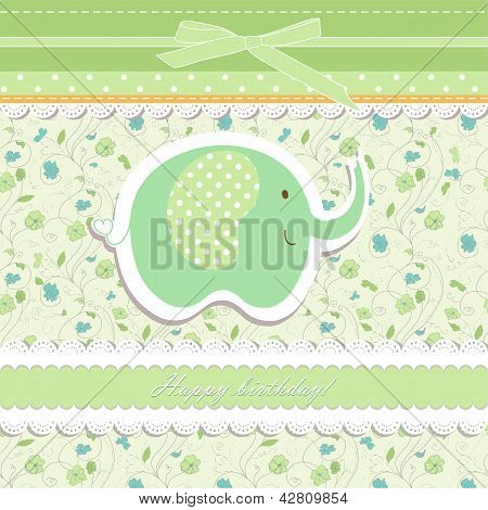 Vintage doodle elefante per frame vector wallpaper