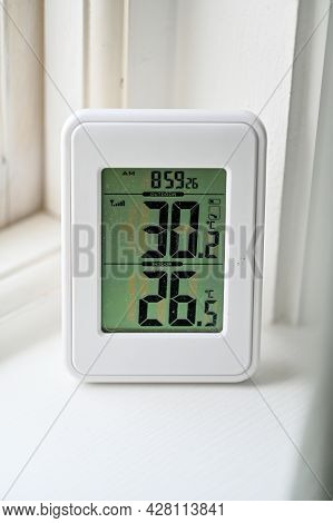 Electric Thermometer Shows The Degrees In Celcius