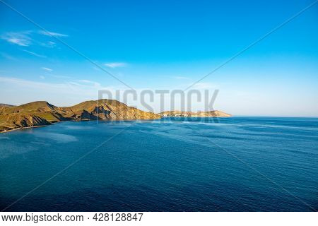 Crimea Peninsula. Koktebel. Cape Hameleon. Coastline Of The Black Sea Summer