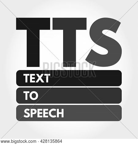 Tts - Text To Speech Acronym, Technology Concept Background