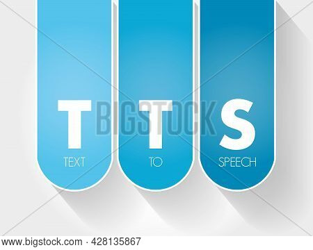 Tts - Text To Speech Acronym, Technology Concept Background