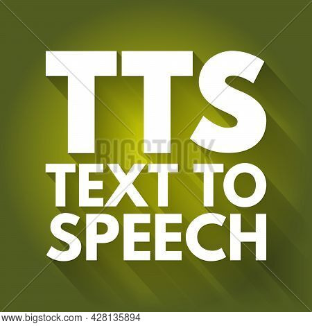 Tts - Text To Speech Acronym, Technology Concept Background