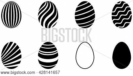 Easter Egg Vector Set On White Isolated Background.
Eight Simple Happy Easter Eggs.