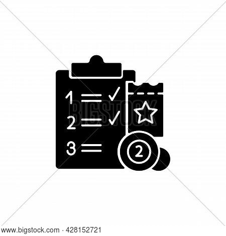 Lottery Session Program Black Glyph Icon. Various Prize Levels. Lotto Games. Online Gambling. Progre