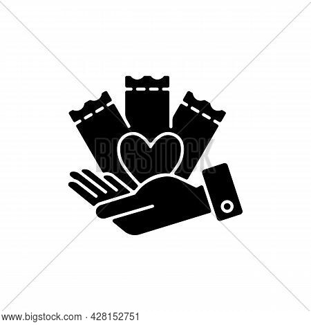 Charitable Lottery Game Black Glyph Icon. Fundraising Opportunities. Charity Gambling. Conducting Ch