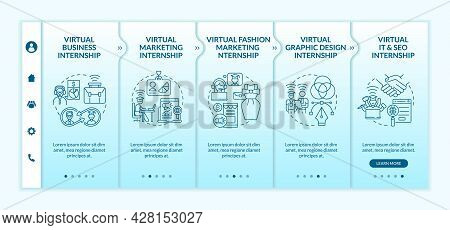 Top Remote Internship Fields Onboarding Vector Template. Responsive Mobile Website With Icons. Web P